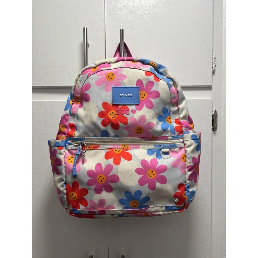 STATE Kids Kane Double Pocket Large Daisies Flowers Backpack RARE FIND used